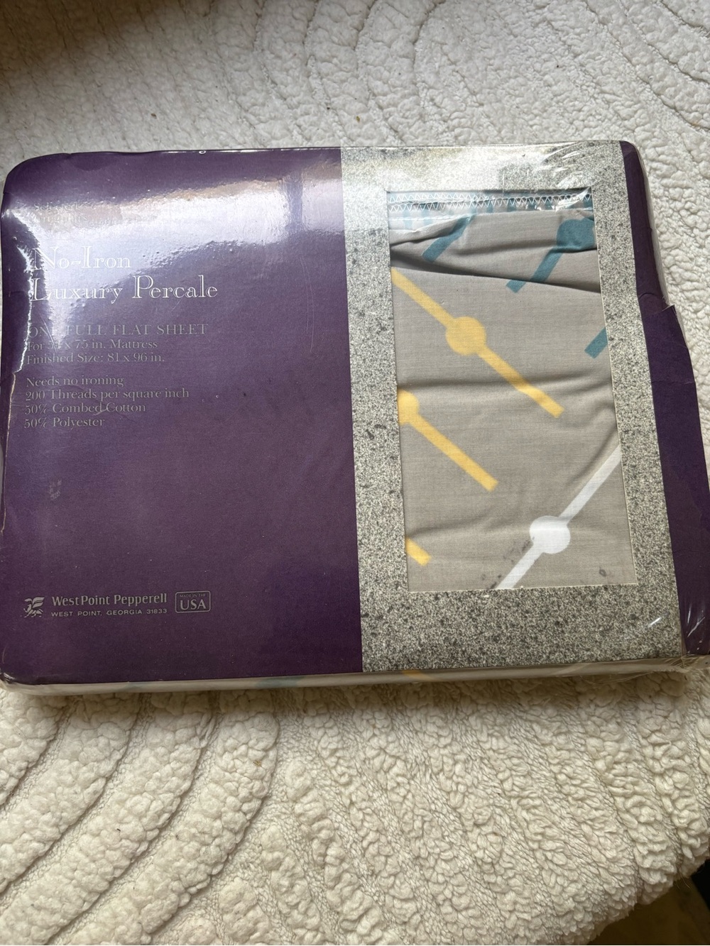 Vintage Gray & Yellow Luxury Percale full Flat Sheet